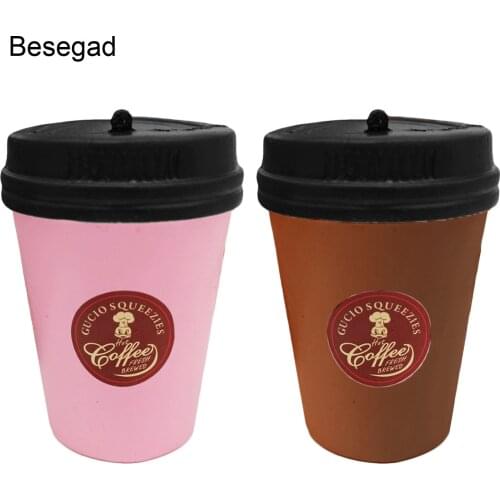 Besegad PU Jumbo Big Cute Kawaii Soft Coffee Cup Cake Squishy Squeeze Slow Rising Toy for Children Relieves Stress Anxiety