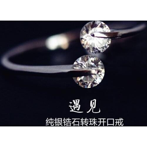 Free Shipping 925 Sterling Silver Zircon Crystal Silver Ring Women Jewelry Gift Finger Open Rings