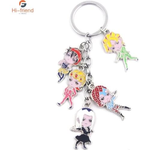 Anime JoJo Bizarre Adventure Keychain Kujo Jotaro Kira Yoshikage Cartoon Character Pendant Key Ring for Women Man Party Jewelry
