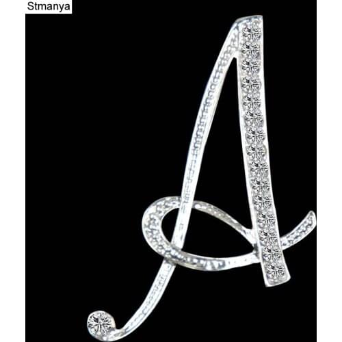 Crystal 26 letters Brooch For Women Girls Sweater Scarf Suit Charming Brooch Jewelry Bijoux Broochs Pins Femme Jewelry