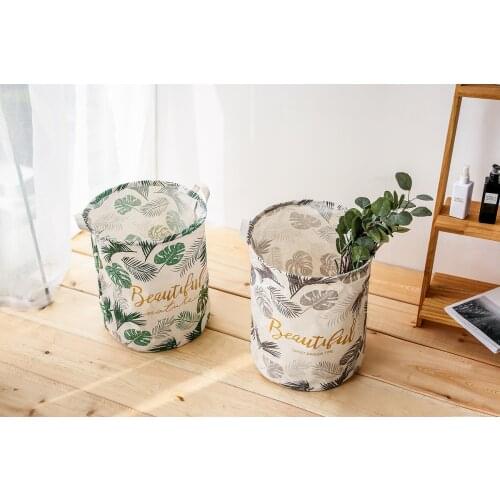 Turtle back leaf cotton and linen laundry basket storage bucket home storage folding bedroom storage large Clothes Basket