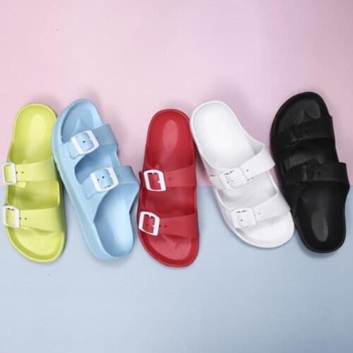 COSMAGIC New Summer Men Beach Slippers Casual Women Outside Double Buckle Hollow EVA Sole Non-slip Jelly Slides Shoe