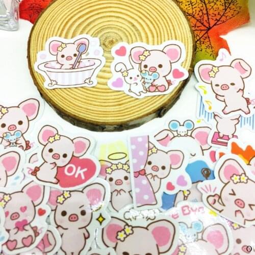 40 PCS Pink pig Sticker Anime Icon Animal Cute Stickers Gifts for Children to Laptop Suitcase Guitar Fridge Bicycle Car toy
