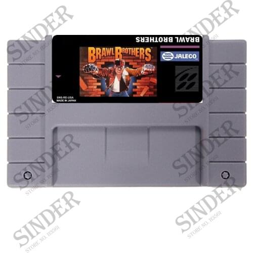 Brawl Brothers Good Quliaty Label 16 Bit Big Gray Game Card for NTSC Game Players