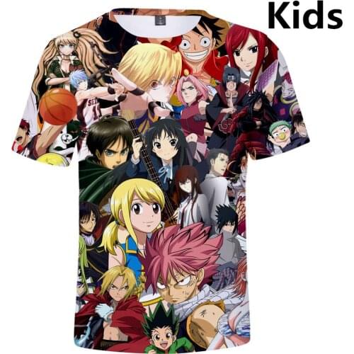 3 To 14 Years Anime Fairy Tail Clothing Children Kids Boys Girls t shirt Short Sleeve t-shirt harajuku Funny tshirt Teen Clothes