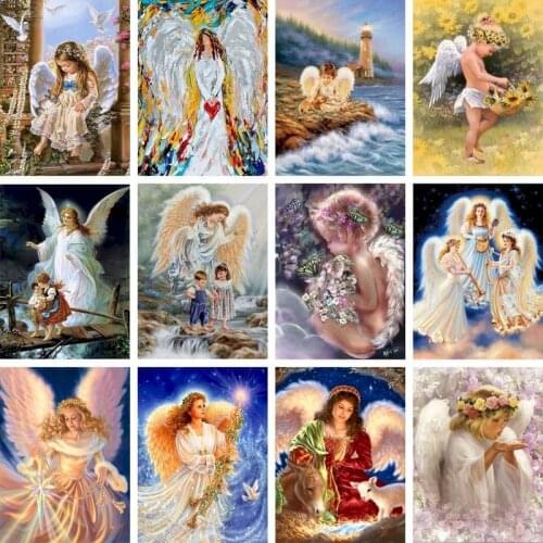Gatyztory Framed DIY Painting By Numbers Kits Angel Figure Picture Colouring HandPainted Oil Painting Unique Gift Home Decor