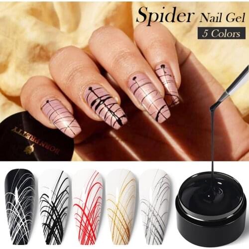 BORN PRETTY Glitter Spider Nail Gel For Nails Gold Sliver Nail Art Painting Wire Drawing Line Stripe Gel Manicure DIY Design