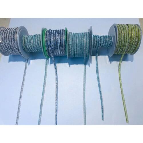 Hotfix Diamond Crystal Ribbon Trimming 1Yard/Lot 6mm Width Rhinestone Chain Applique Banding for Accessories