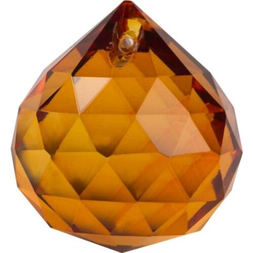 15mm-40mm Tea Color Crystal Glass Ball Shinning Prism Lighting Part Faceted Pendant Chandelier Accessories Spare Part Home Decor