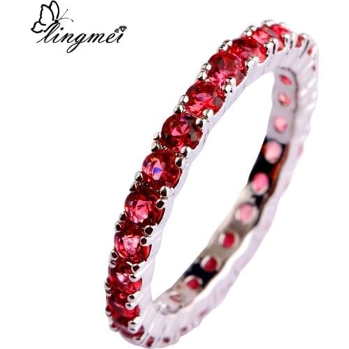 Lingmei Round Cut Multi- Zircon Silver Color Ring Full Sizes Wedding Anniversary Classic Jewelry For Women Party Wholesale