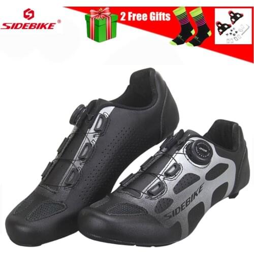Sidebike New Carbon Fiber Road Cycling Shoes Men Bike Racing Athletic Self-Locking Shoes Bicycle Breathable Ultralight Sneakers