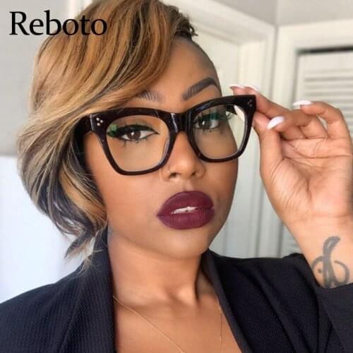 Fashion Square glasses frame women Classic Brand Transparent Anti-blue Ligh Eyeglasses Trendy Decorative Glasses Retro