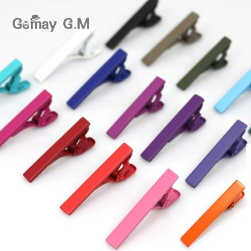 Men Tie Clip Colorful Classic Meter Tie Clips Copper Tie Bar Quality Enamel 4CM Length Tie Collar Pin Crystal Business Corbata