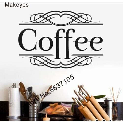 Makeyes Coffee Kitchen Wall Stickers Home Kitchen Quotes Coffee Shop Decoration Window Wall Murals Classic Sign Wallpaper Q773