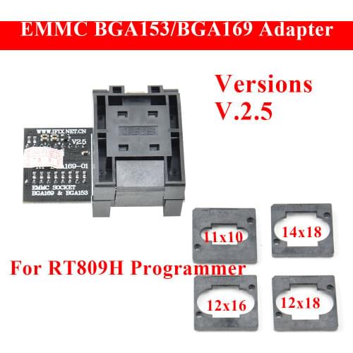 Genuine Newest RT-BGA169-01 BGA169 / BGA153 EMMC Adapter V2.3 With 3pcs BGA Bounding Box For RT809H Programmer Best Quality