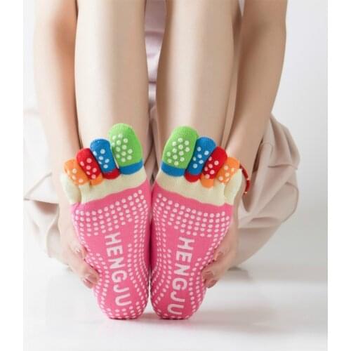 1 Pair Of Ladies Yoga Socks Non-Slip Fitness Pilates Ballet Socks Sports Socks Pure Cotton Sweat-Absorbent Breathable Elastic