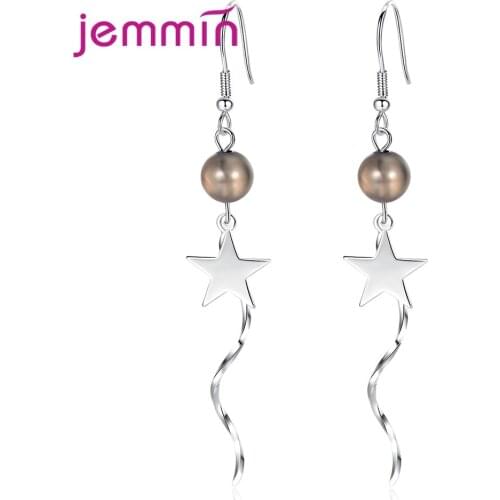 New Arrival Woman Charm Star Pendant Beads Dangle Kpop Earrings 925 Sterling Silver Trendy Jewelry Gifts For Wedding/Engagement