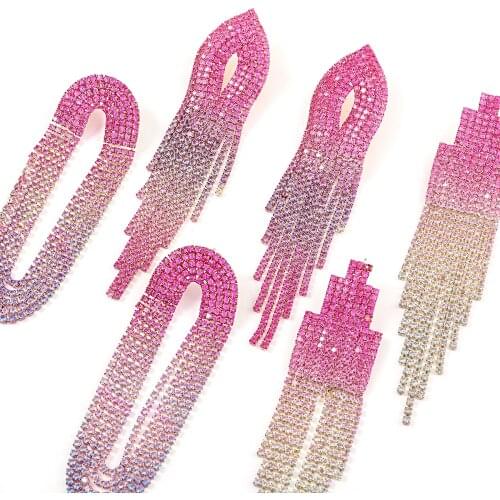 JIJIAWENHUA New Trend womens Rhinestone Claw Chain Tassel Pendant Earrings Temperament Dinner Party Earrings Jewelry