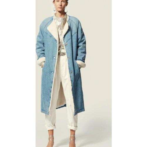 Sample blue Woman Fashion Checked Wool Coat O-neck Drop Shoulder OVERSIZED Long Coats Single Breasted With pockets 2020