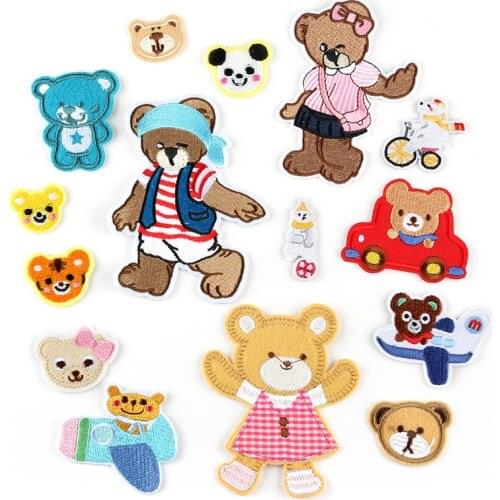Customized Wholesale Embroidered Cloth Stickers Cartoon Animal Bear Flower Childrens Clothing Accessories Hot Sale Patch