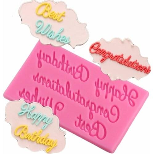 Happy Birthday Letters Cake Border Silicone Molds Fondant Cake Decorating Tools Sugar Ctaft Candy Chocolate Moulds