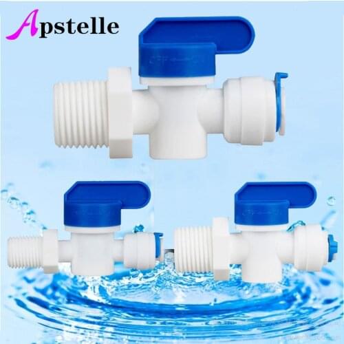 RO Water Straight 1/4" 3/8" OD Hose 1/4"BSP 1/2" Male Thread Quick Connect Fittings Plastic Ball Valve Reveser Osmosis Fitting