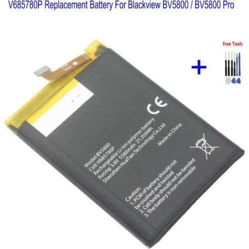 1x 5580mAh 21.20Wh V685780P Replacement Battery For Blackview BV5800 / BV5800 Pro Batteries + Repair Tools kit