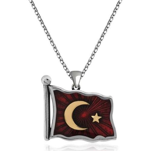 Tevuli 925 Sterling Silver Turkish Flag Necklace