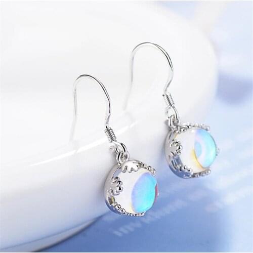 TJP New Fashion Girl Color stone Drop Earrings For Women Jewelry Charm 925 Sterling Silver Earrings Girl Party Accessories Lady