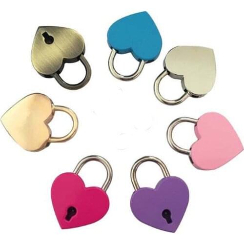 Heart Shape Vintage Old Antique Style Mini Archaize Padlocks Key Lock with Key Metal Twist Lock for Bags
