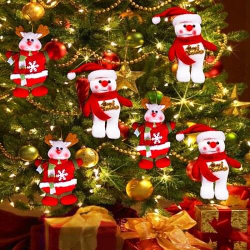 12Pcs/lot Christmas Decoration Pendants Outside Christmas Tree Hanging Ornaments Santa Claus Snowman Deer Doll for Home Deocr