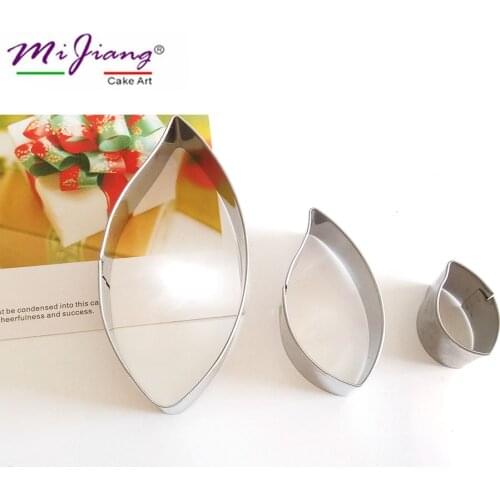 3pcs/set metal cookie cutters biscuit mold leaves fondant cake decorating tools stainless steel cooking kitchen accessories A314