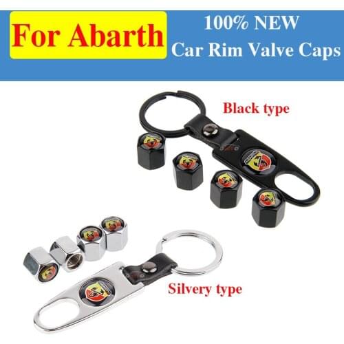 4pcs Leather Keychain Rim Valve Caps Covers For Abart logo Car Accessory for Panda Bravo Punto Linea Croma 500 595