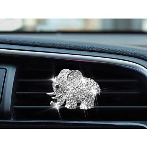 Car Artificial Diamond Crystal Elephant Solid Fragrance Auto Air Outlet Perfume Clip Air Freshener Car Interior Accessories