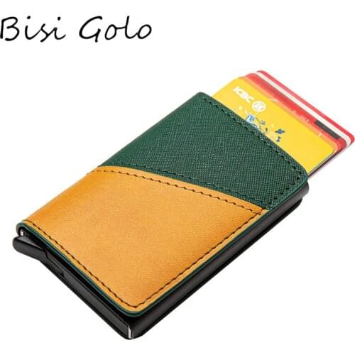 BISI GORO Mixed Color RFID Card Holder 2020 PU Leather Aluminum Wallet Travel Passport Holder Slim Russian Passport Cover Purse