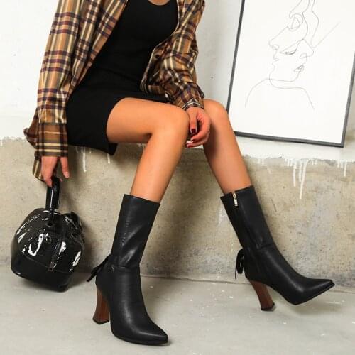 New Fashion Ankle Boots High Heels Shoes Side Zipper Sexy Party Nightclub Shoes Woman Boot Women High Heels Large Size 46