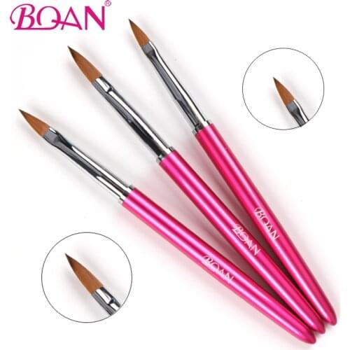 BQAN #2#4#6#8#10 Kolinsky Nail Art UV Gel Acrylic Brush Metal Handle For Manicure Drawing Pen Point Nail Design Painting Tools