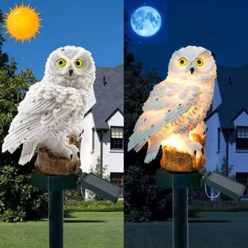 Owl Animal Ornament Lamp Solar Powered Garden LED Lights Waterproof Energy Panel Unique Outdoor Solar Lamps Yard Fence Light