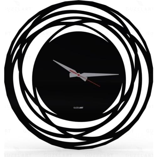 GuzelArt Decorative Wall Clock Living Room Decoration Wall Decor Wooden Modern Design Home Decor Black (Different Size Options)