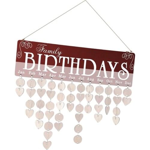 Family Birthdays Wooden Reminder Calendar ing Sign MDF Planner 50 Discs