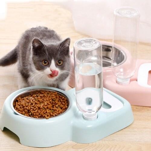 Pet Food Dispenser Automatic Anti-skid Stainless Steel Dog Food Water Bowl Pet Accessory