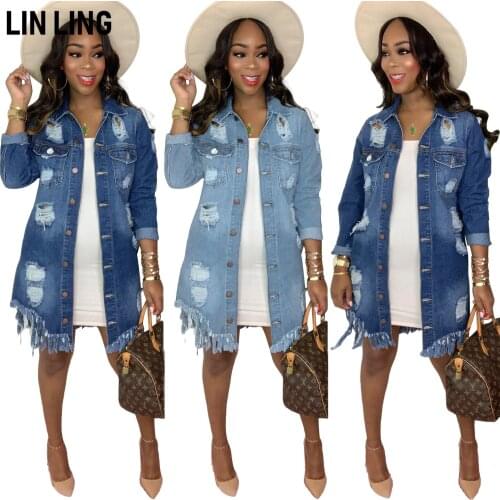 Sexy Streetwear Hollow Out Denim Jacket Solid Color Perforated Pocket Item Denim Windbreaker Single Breasted