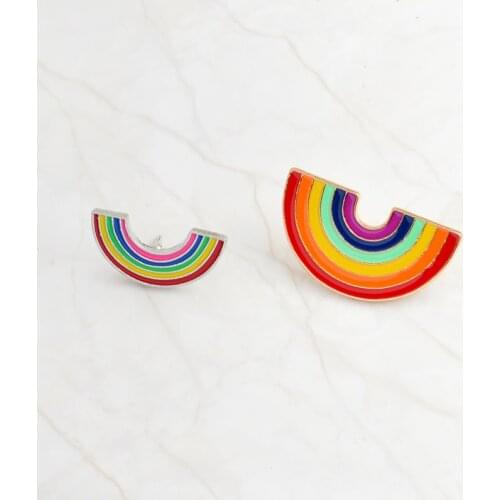 2 Sizes Rainbow Enamel Brooch Denim Clothes bag cap Pin Buckle Shirt Badge Fashion cartoon jewelry Gift For Friends kids