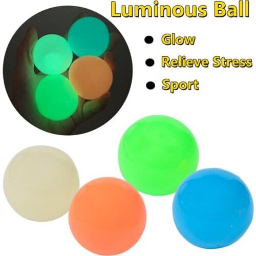 4PCS Fluorescent Sticky Wall Balls Novelty Stress Relief Toy Target Toy Toy Ball Luminous Ball Toy Kid Gift Catch Throw Balls