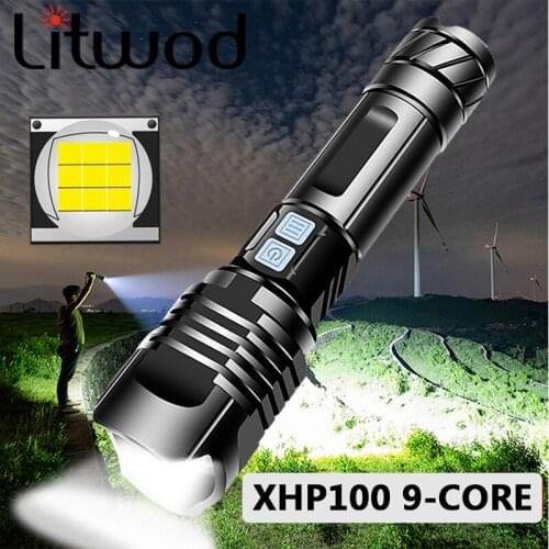 USB Rechargeable Zoom Led Torch Xhp110 Most Powerful Flashlight 26650 Battery Best Camping 9Core Outdoor Camping Super Bright