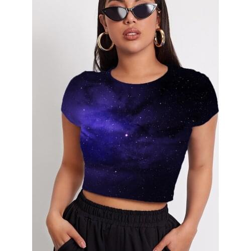 3d Tshirt Galaxy T-shirt Women Nebula Navel Bare Sky Tshirts Casual Universe T-shirts 3d Womens Clothing Hip Hop Printed