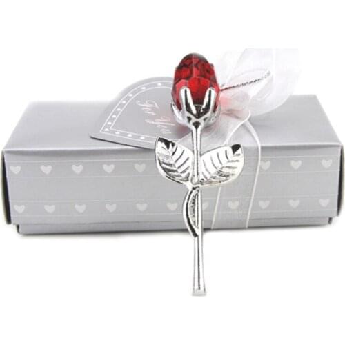 Artificial Crystal Rose With Metal Rod Flowery Branch Pendant Valentine' Day Gifts Flower For Wedding Home Ornament Decoration