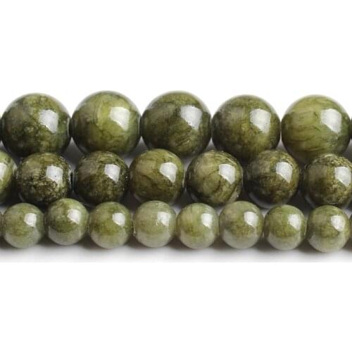 6/8/10mm Grass Green Jades Stone Beads Round Loose Beads for Diy Bracelet Accessories Jewellery Making 15'' Strand Pick Size