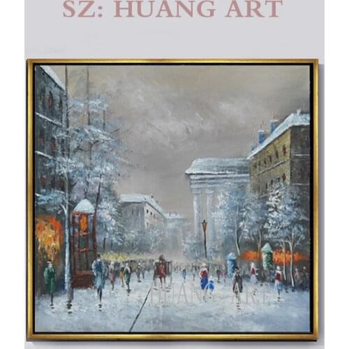 Hotel lobby lounge square color knife street cafe mural club manual street landscape household adornment hotel in Paris
