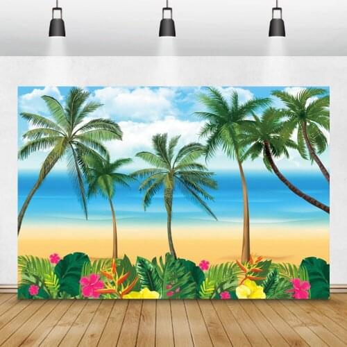 Laeacco Tropical Summer Backdrops Palms Trees Plants Leaves Flowers Aloha Party Photography Backgrounds Birthday Photozone Props